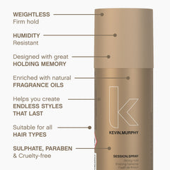KEVIN.MURPHY SESSION.SPRAY enfoque cabello sin escamas y peinado fácil.