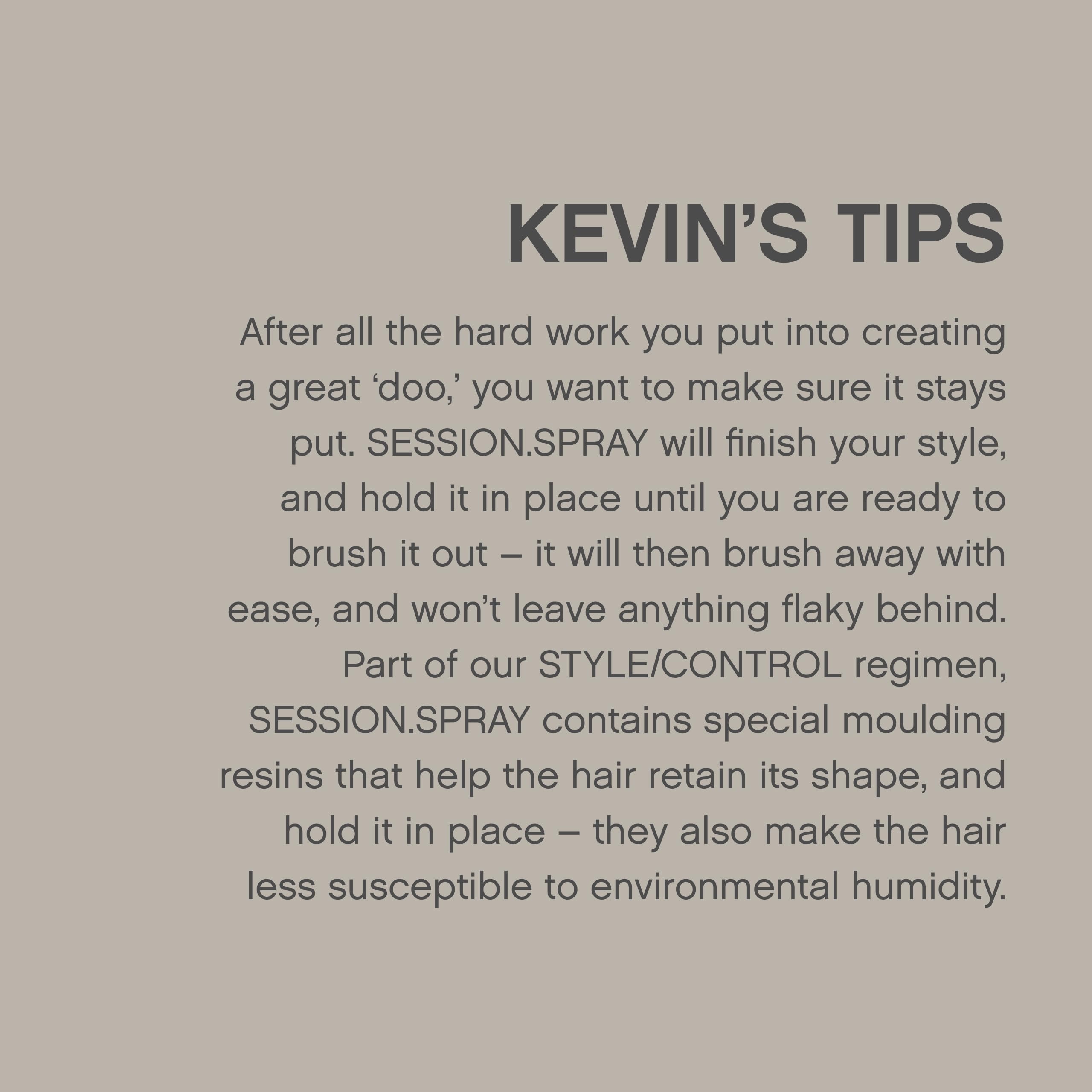 KEVIN.MURPHY SESSION.SPRAY enfoque sin sulfatos, libre de crueldad y envase práctico.