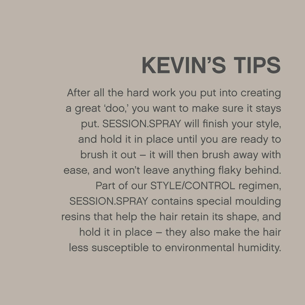 KEVIN.MURPHY SESSION.SPRAY enfoque sin sulfatos, libre de crueldad y envase práctico.