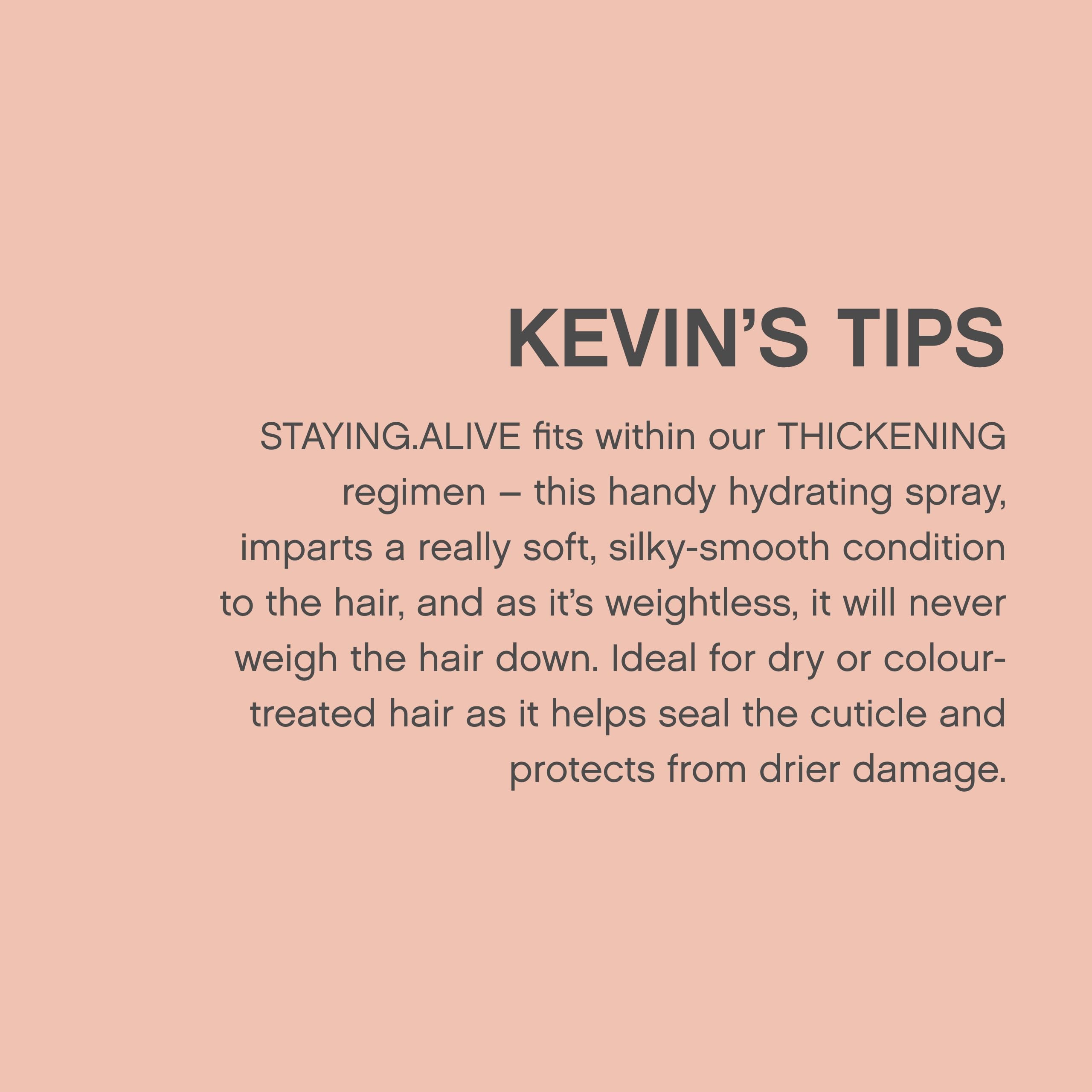 KEVIN.MURPHY Staying.Alive, aplicación diaria en casa: rutina de cuidado que se siente ligera.