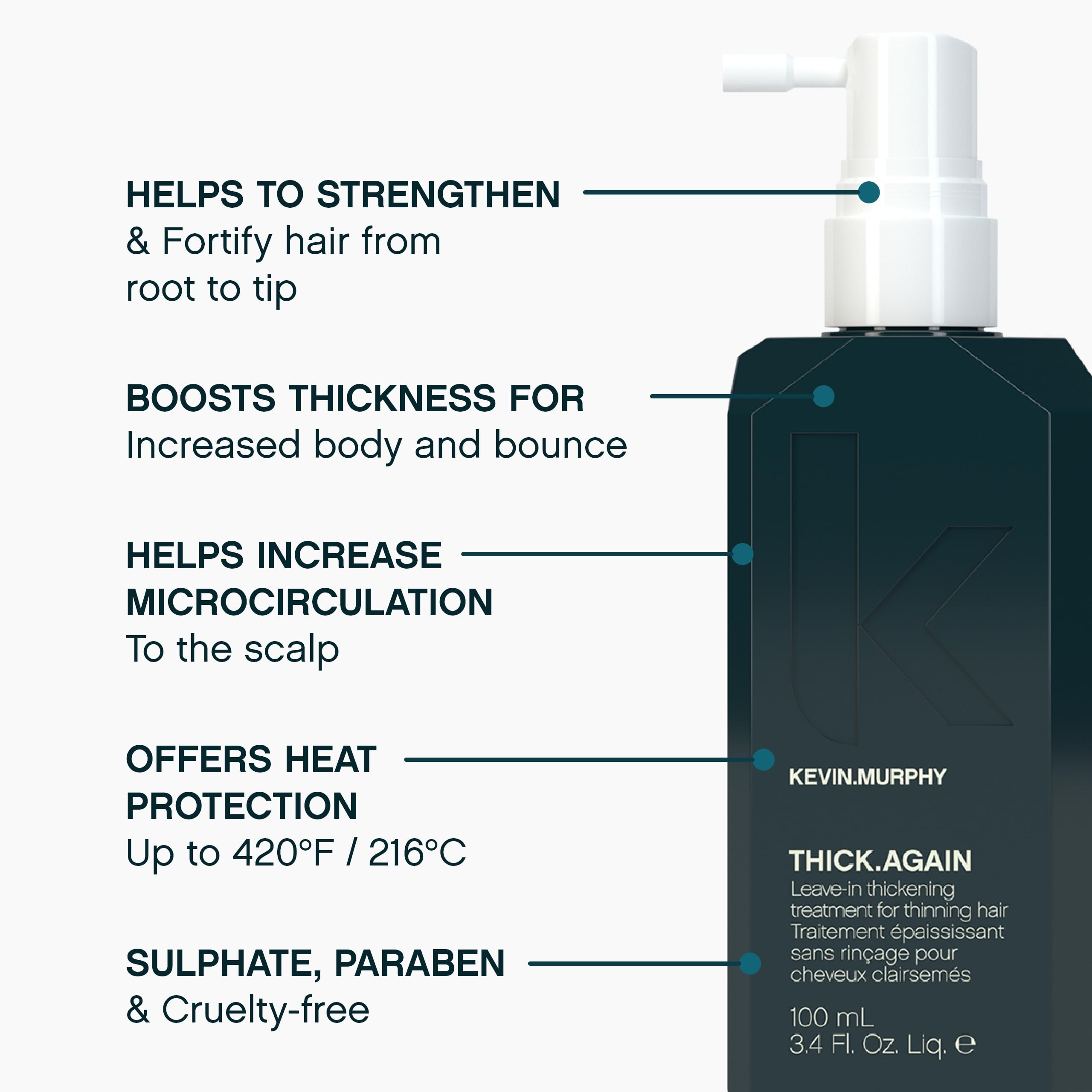 KEVIN.MURPHY Thick.Again: protección contra calor hasta 216 °C para peinados seguros.
