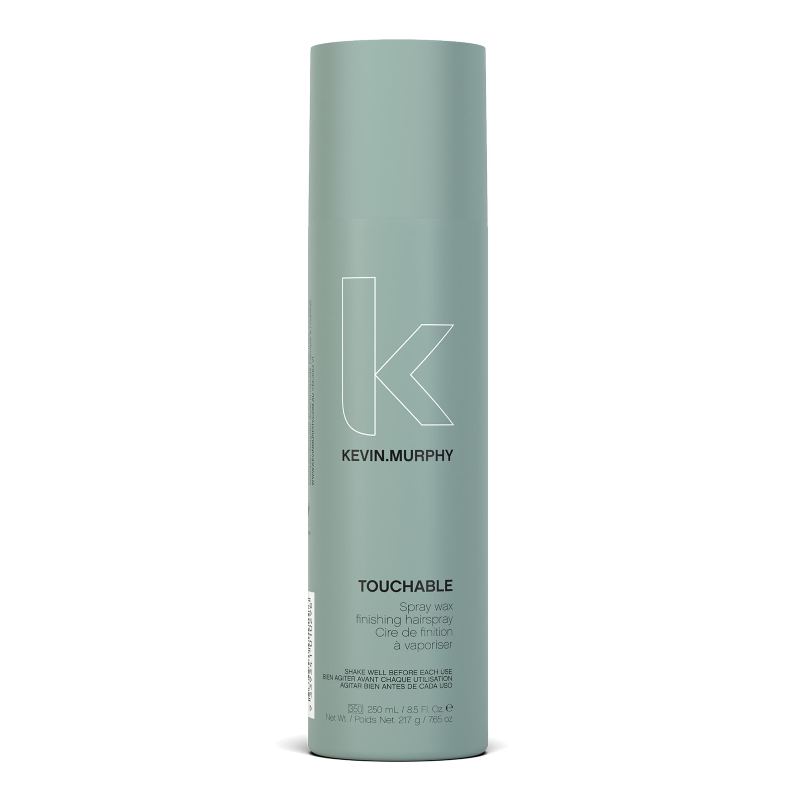 Kevin.Murphy TOUCHABLE Spray Wax Finish bottle shows weightless texture for defined, touchable styles.