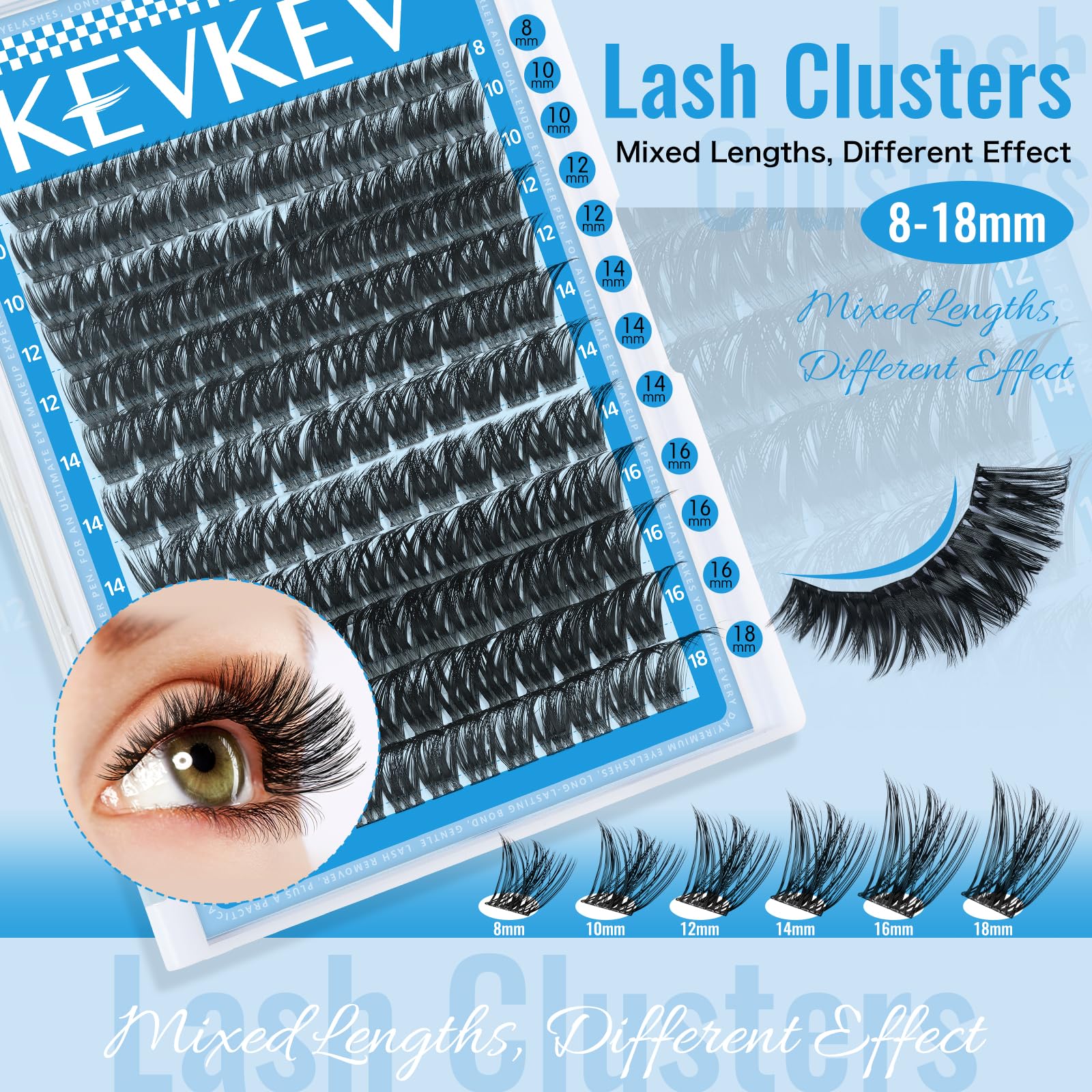 KevKev banda delgada para pestañas clusters, comodidad suave durante el uso.