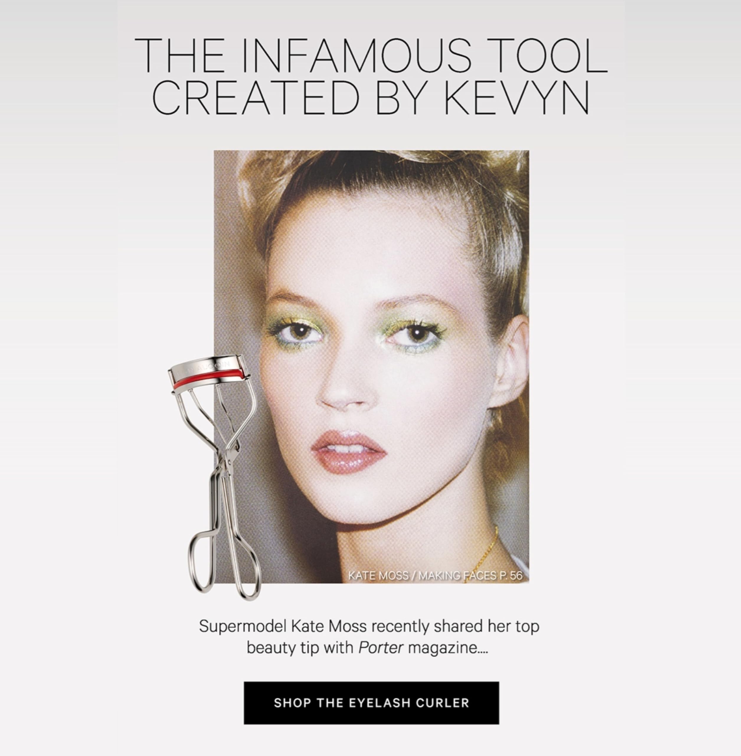 Kevyn Aucoin alisador de pestanas en acero inoxidable, duradero y fácil de limpiar.