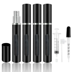 Kewjug cuatro-pack atomizadores 5 ml negros para viajar.