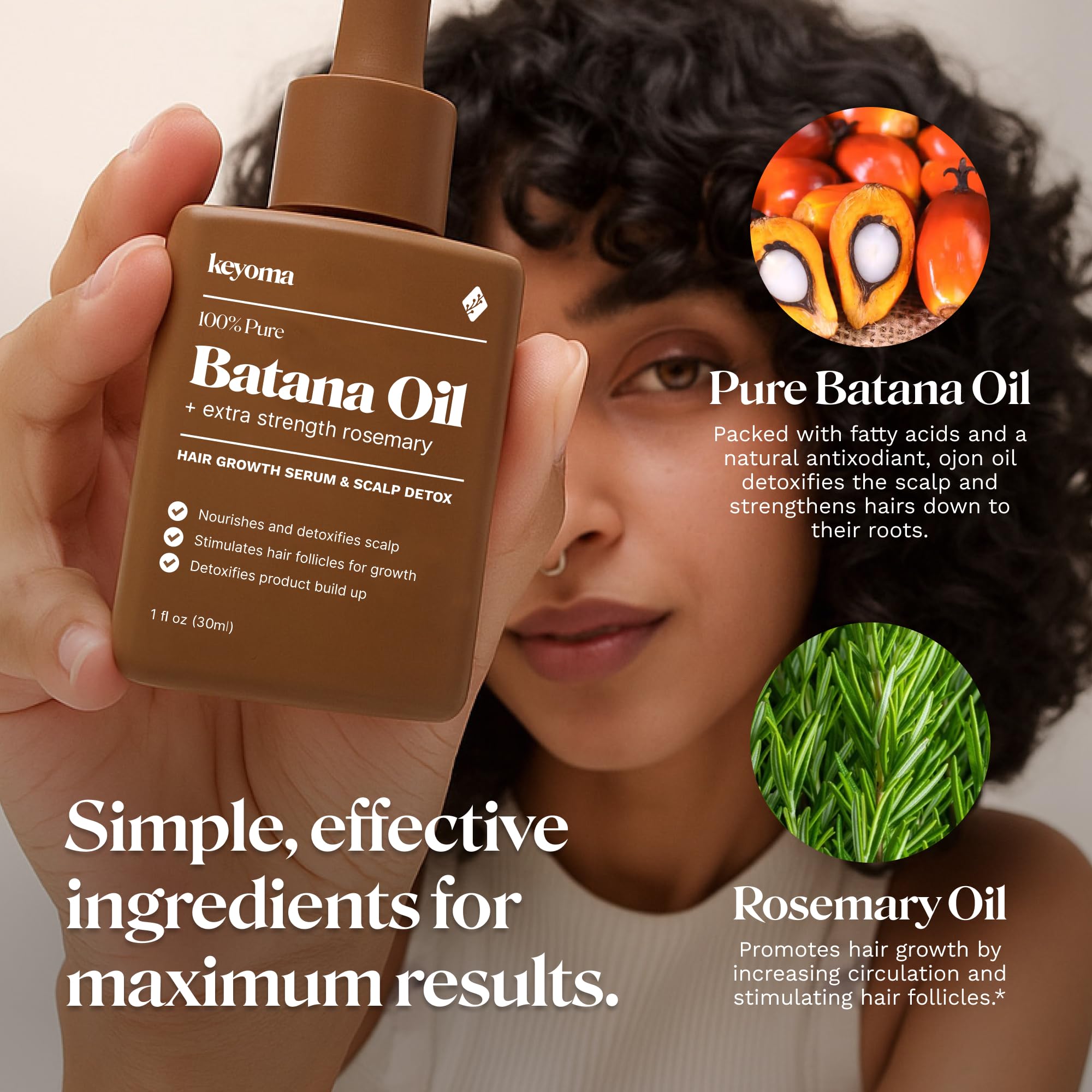 Keyoma Batana Oil: rico en ácidos grasos para hidratación profunda.
