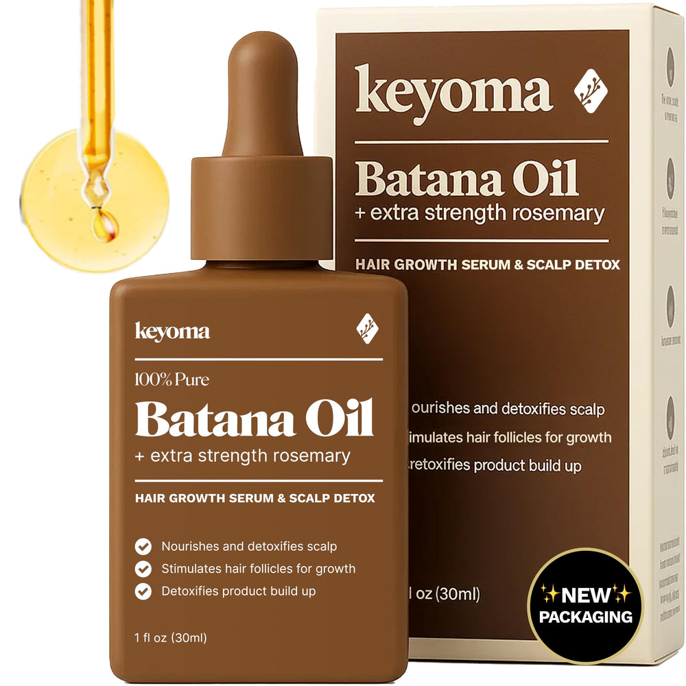 Keyoma Batana Oil: crecimiento capilar mejorado para cabello más grueso.