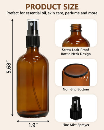 KEYWING frasco portátil de vidrio ámbar 4oz para viaje.