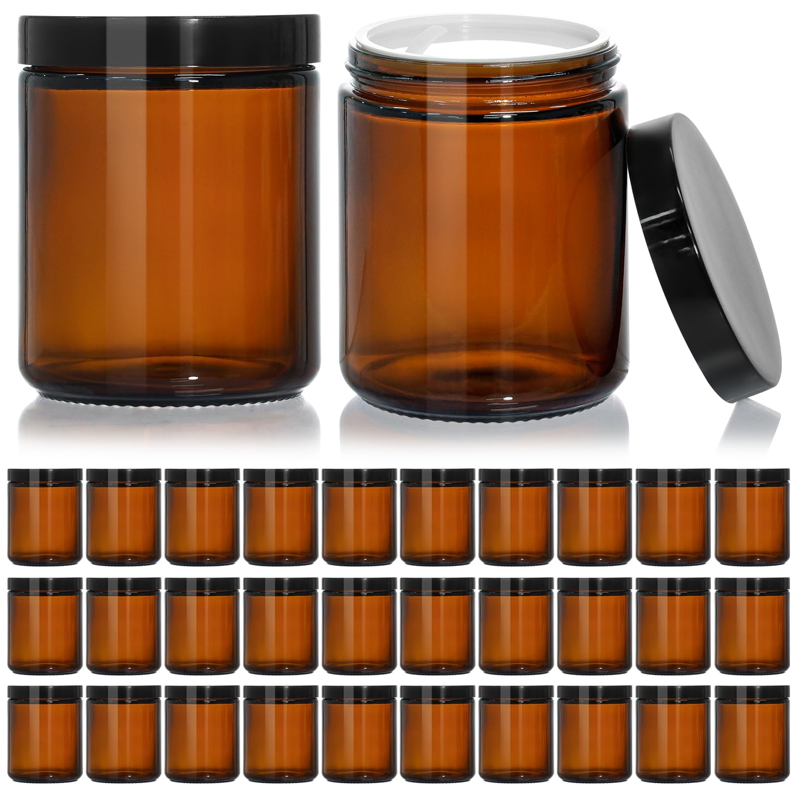 KEYWING frascos de vidrio ámbar con tapa negra para cosméticos, elegantes y seguros.