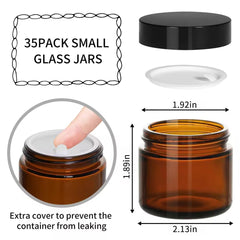 KeyWING Paquete de 35 tarros de vidrio ámbar para almacenamiento de cosméticos.