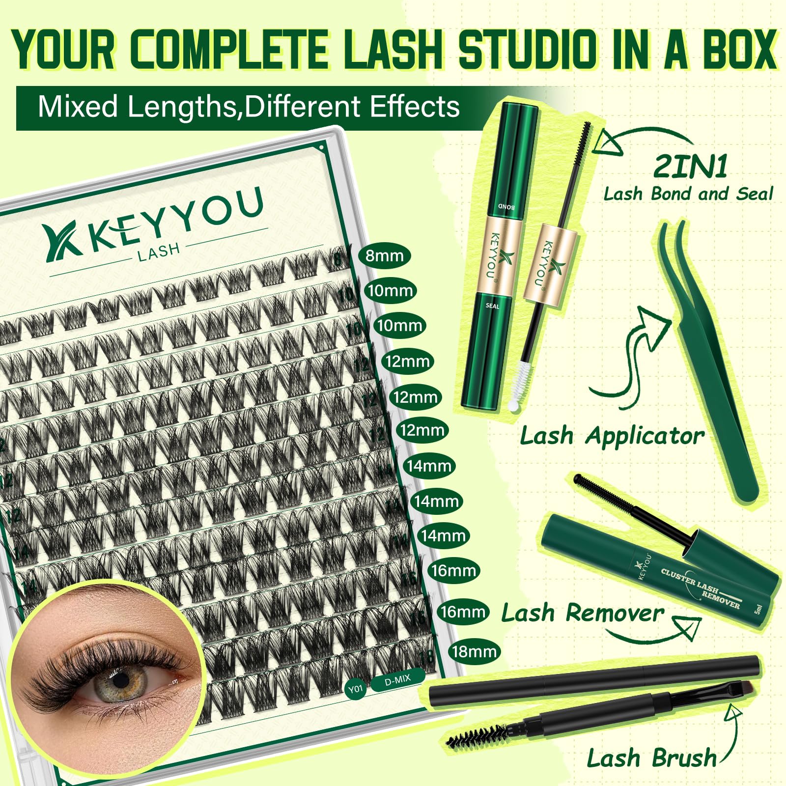 KEYYOU adhesivo Bond and Lock para fijación de pestañas