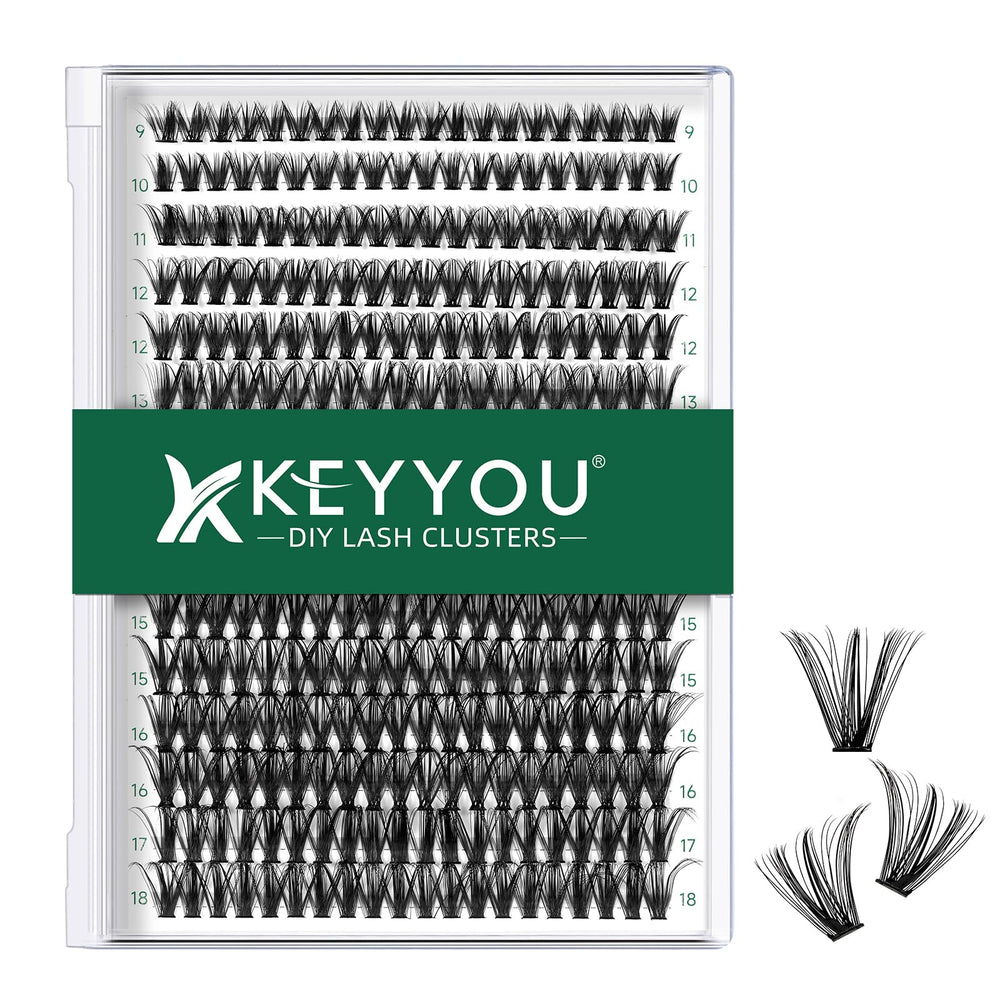 KEYYOU bandeja de 300 piezas de pestañas, suave y fácil de usar para longitudes variadas.