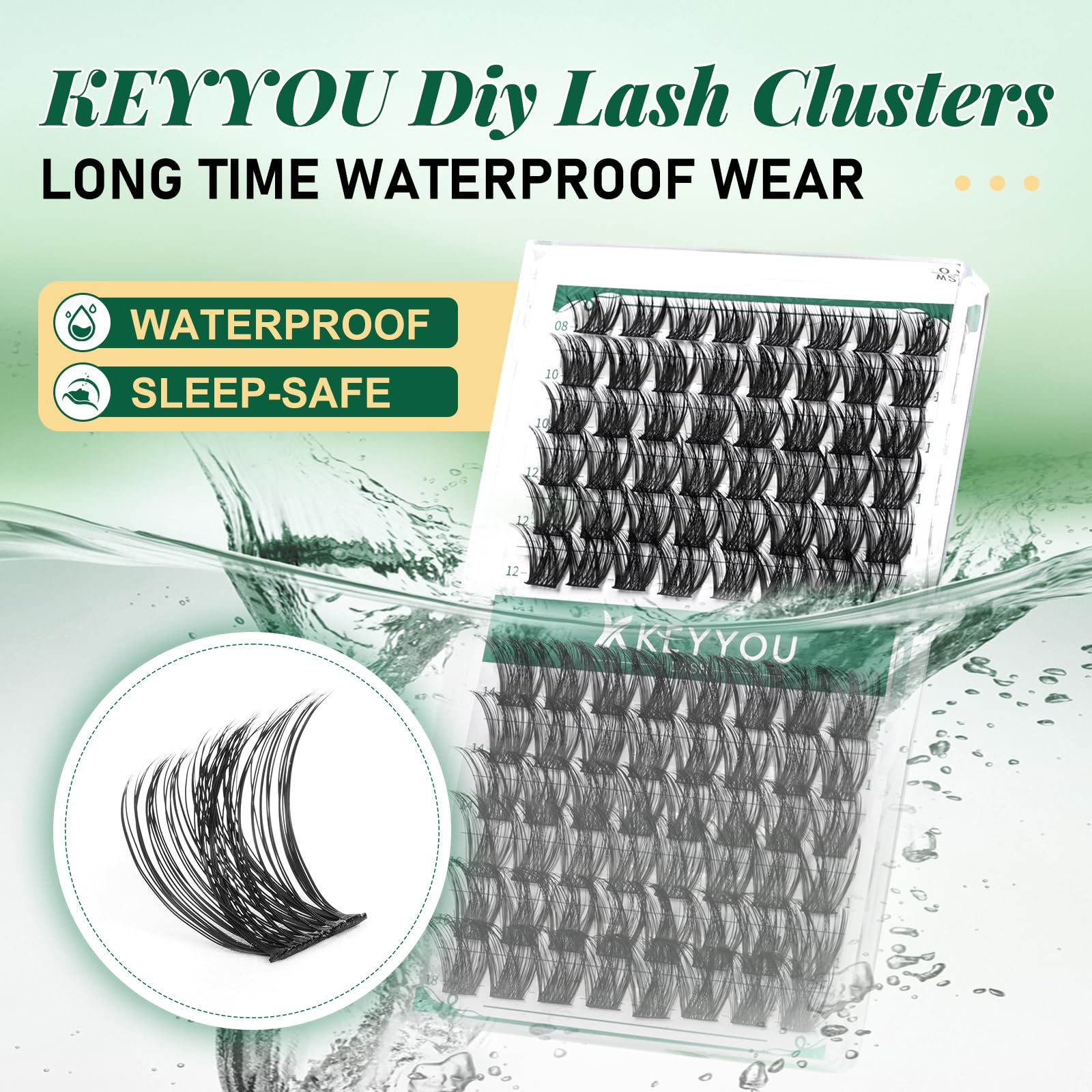 KEYYOU Conjuntos de pestañas Y01 C Curl 12 mm, alta densidad para volumen definido.