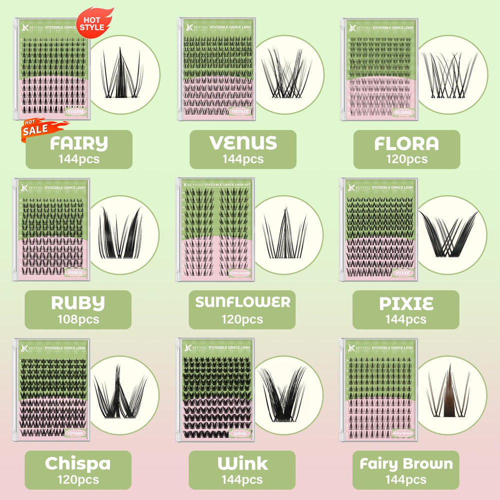 KEYYOU easy-application kit includes a brush for quick lash cluster placement at home.