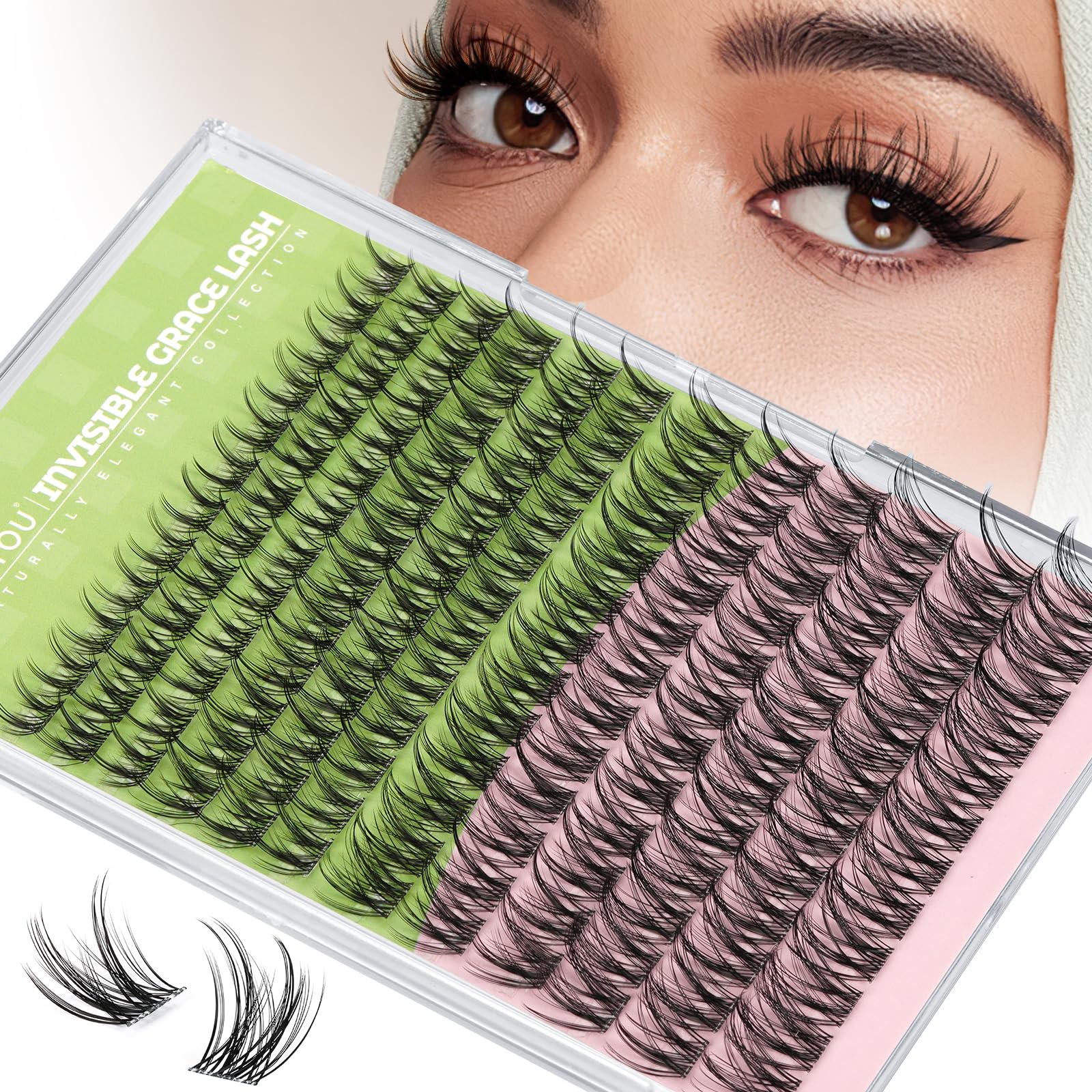 KEYYOU: grupos de pestañas Ángel curva D para un look natural.