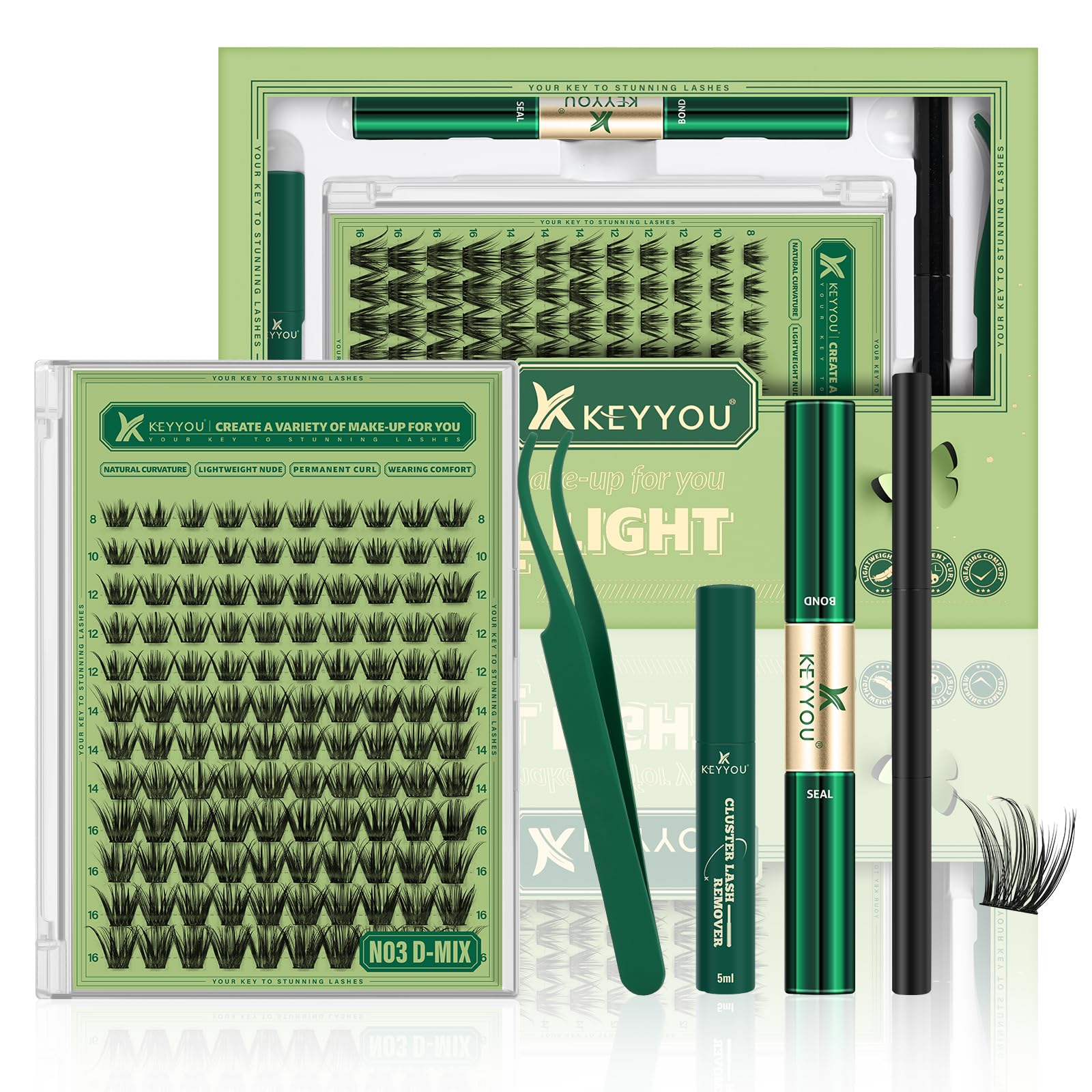 KEYYOU kit de pestanas 144 piezas para aplicación en casa
