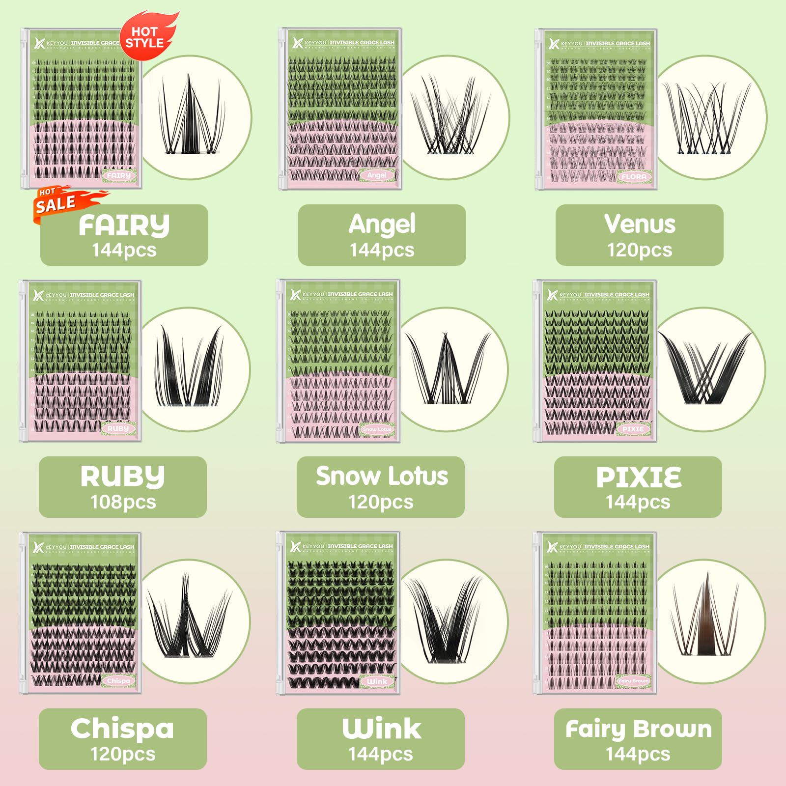 KEYYOU kit grappes cils féériques – remover huile doux pour retirer sans douleur