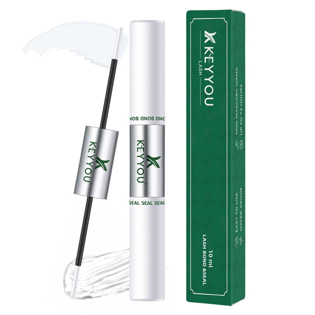 KEYYOU Lash Bond y Seal, botella de 10 ml, fijación duradera para pestañas.