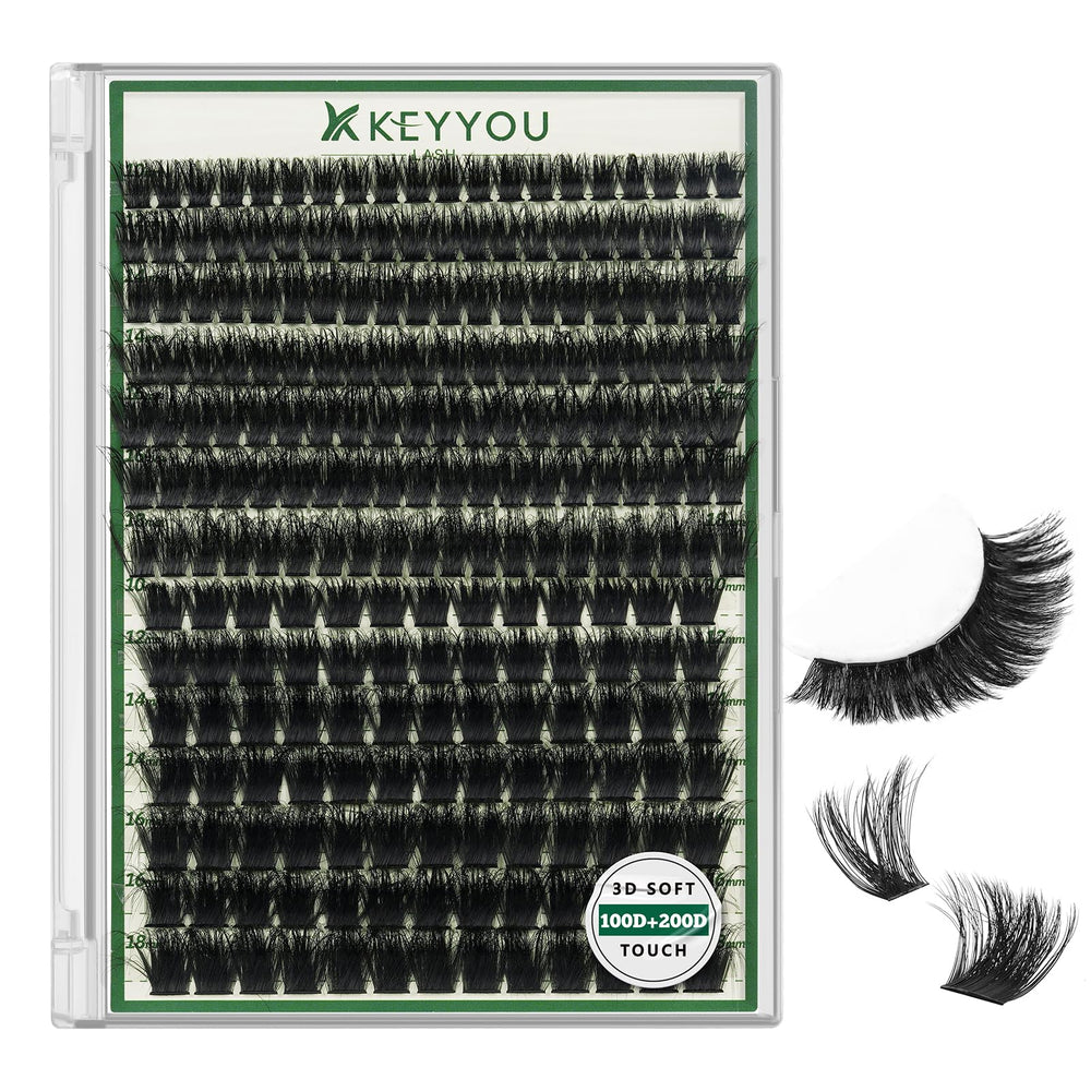 KEYYOU LASH clústeres: efecto 3D para volumen natural y definido.