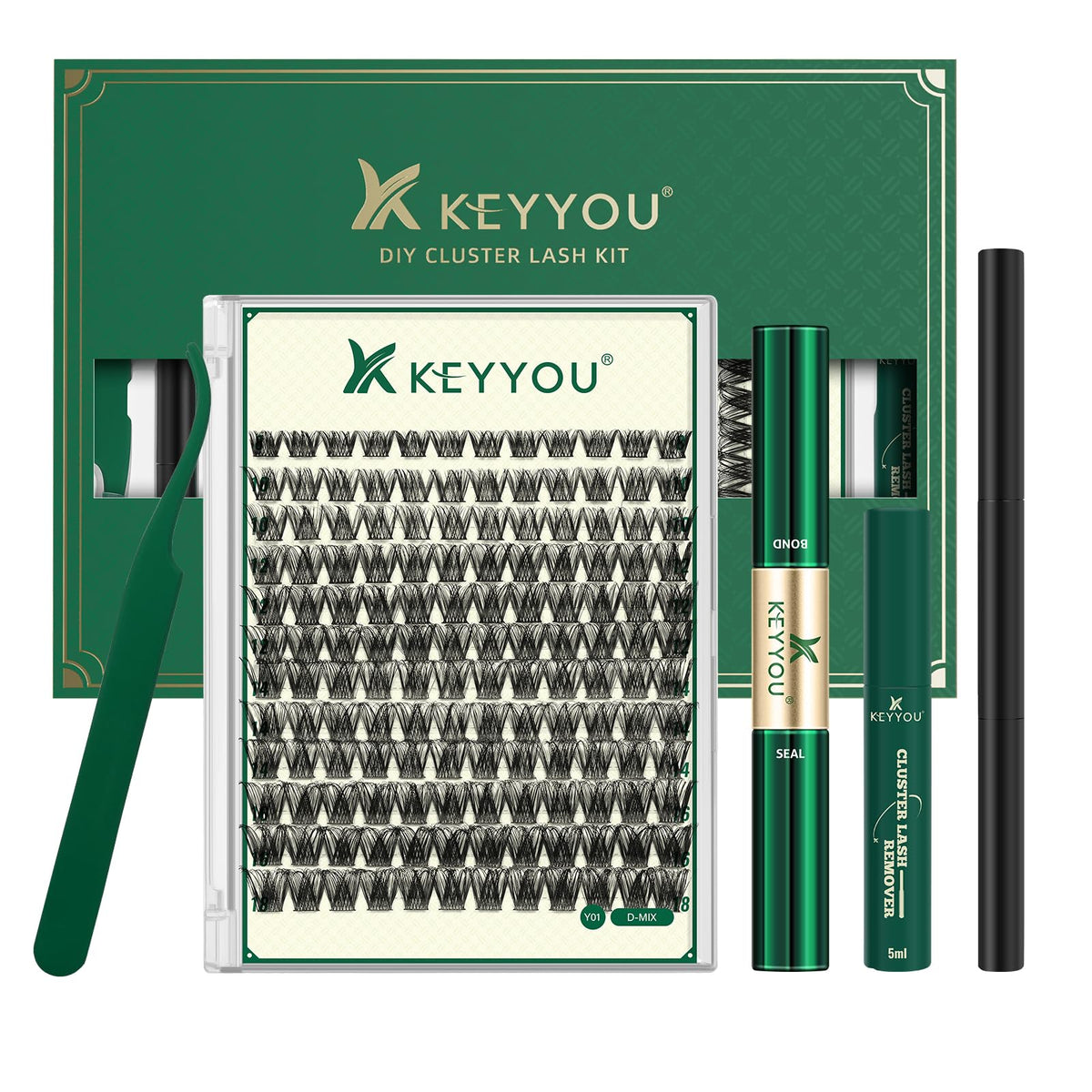 KEYYOU kit de racimos de pestañas naturales para uso en casa