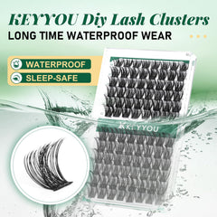 Keyyou Lash Clusters: primer plano de clústeres individuales para detalle natural