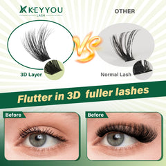 KEYYOU LASH adhesivo de secado rápido, muestra adherencia duradera sin irritación.