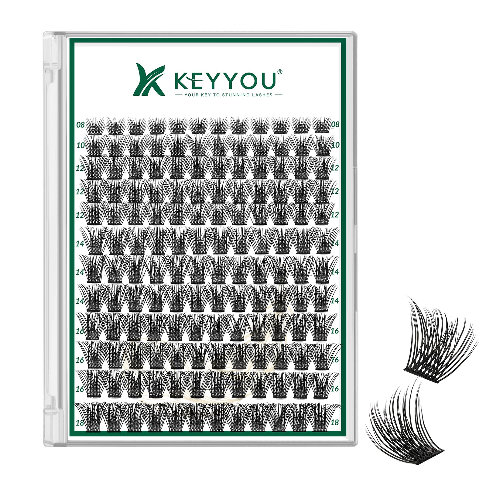 KEYYOU pestanas conjuntas 144 piezas, curva D, para un look natural diario