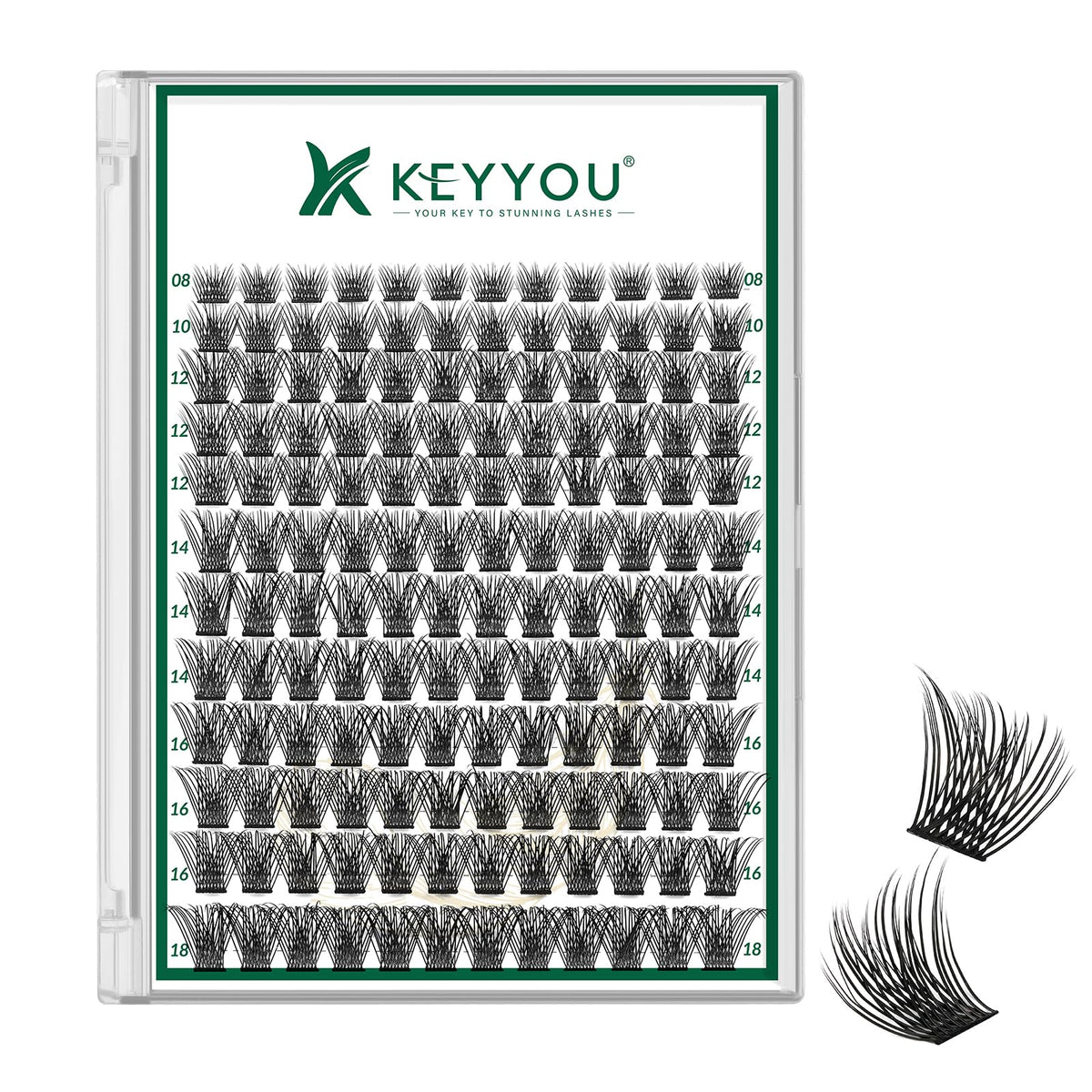 KEYYOU pestanas conjuntas 144 piezas, curva D, para un look natural diario