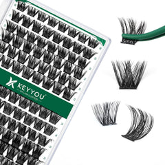 KEYYOU Pestañas en racimo 96 piezas con D curva para look natural durante todo el día