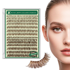 KEYYOU clusters de pestañas marrones naturales para un look suave y realzado.