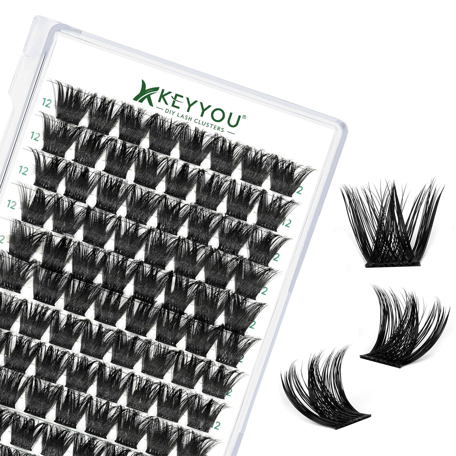 KEYYOU pestanas racimos 96 piezas Y02 D 12 mm, volumen natural para uso diario