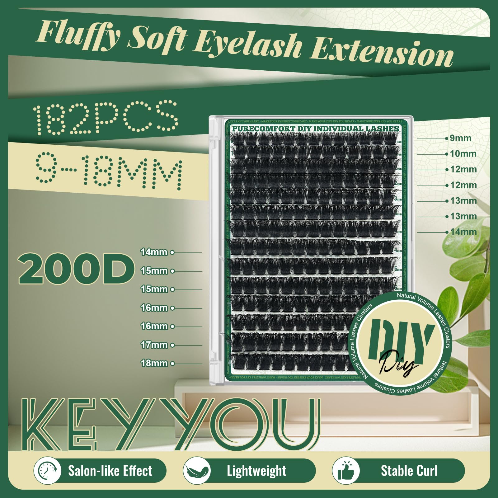 KEYYOU conjunto de pestañas, reutilizables con cuidado para varias semanas