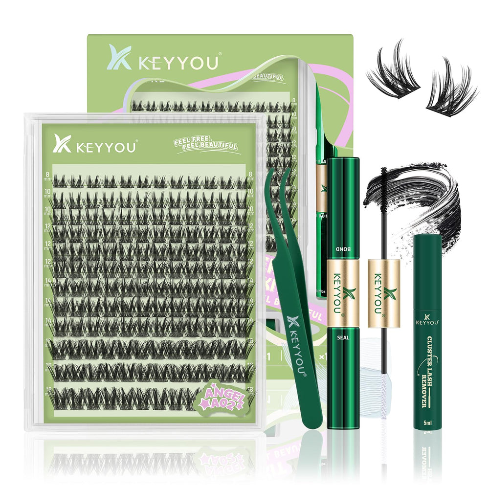 KEYYOU LASH Angel Clusters: conjunto de 144 piezas para pestañas en casa.
