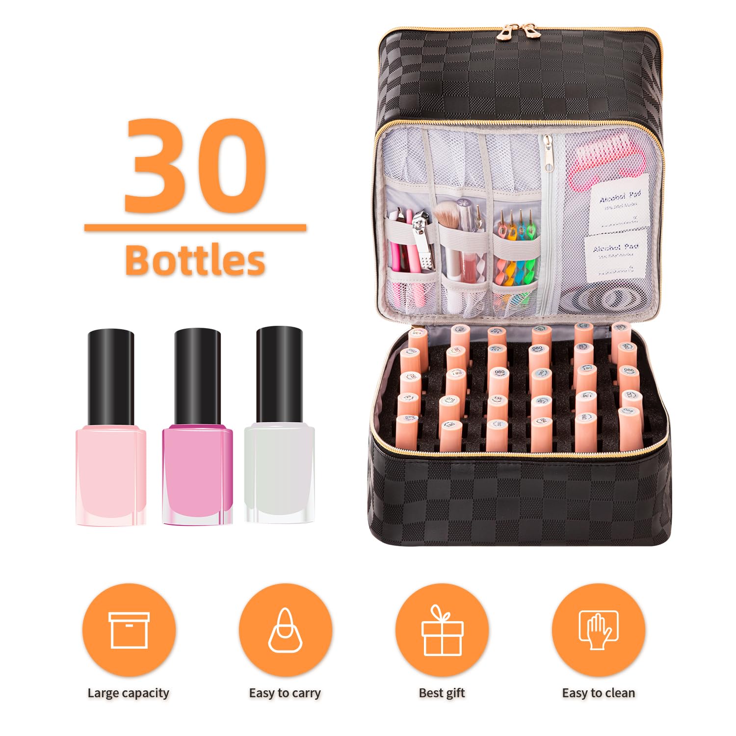KGMCARE capacidad para 30 botellas de esmalte de 15 ml, protección y organización.