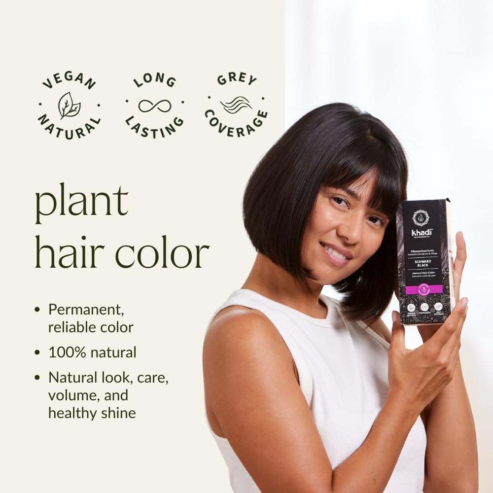 KHADI BLACK, application douce, pigments végétaux colorant sans agressivité.