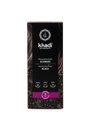 KHADI BLACK, coloration cheveux noir profond, teinte naturelle durable sans reflet bleu.