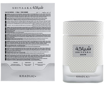 KHADLAJ SHIYAAKA SNOW: notas de fondo vetiver y cardamomo para una estela elegante