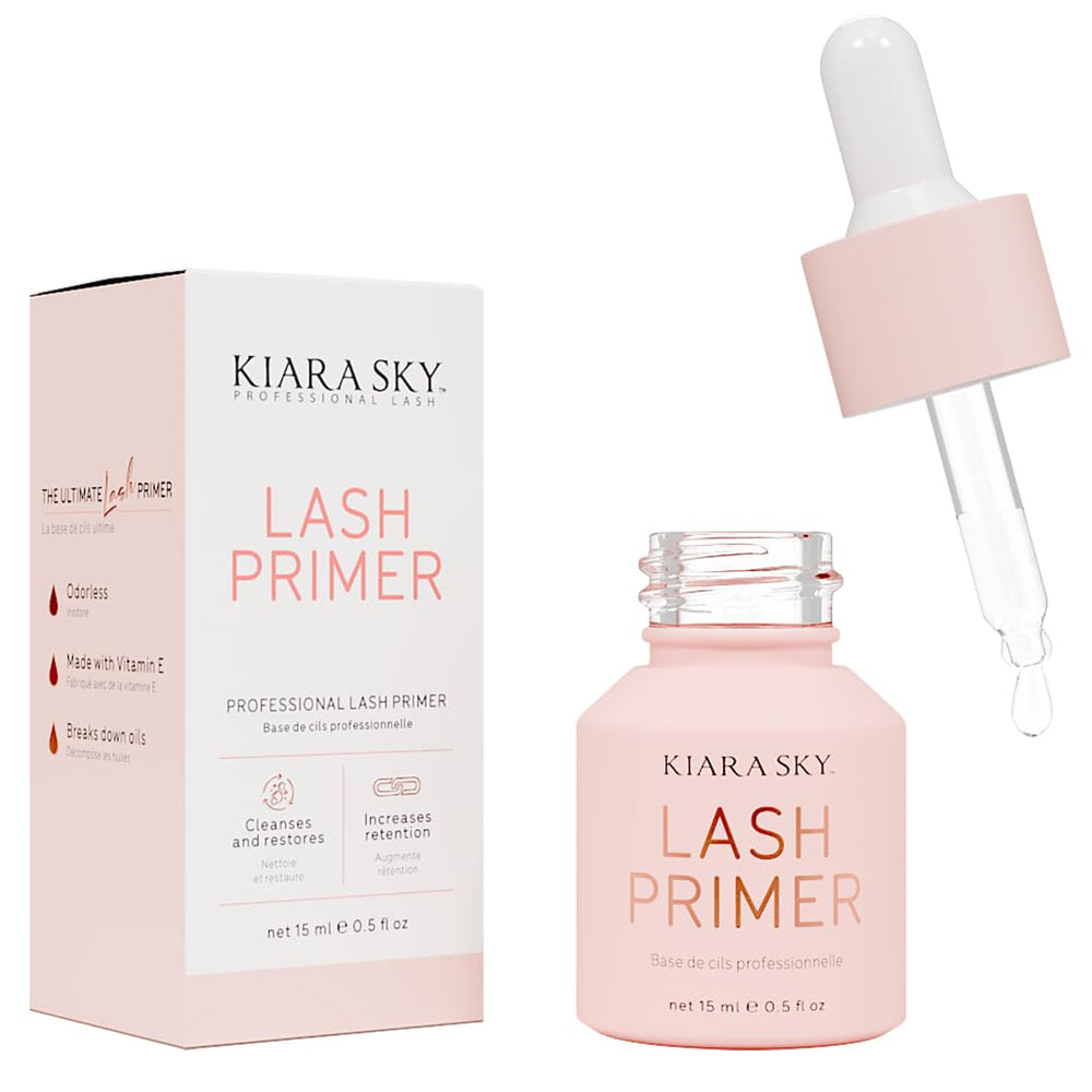 Kiara Sky Primer de Pestañas, botella con gotero, prepara pestañas para mayor adherencia.