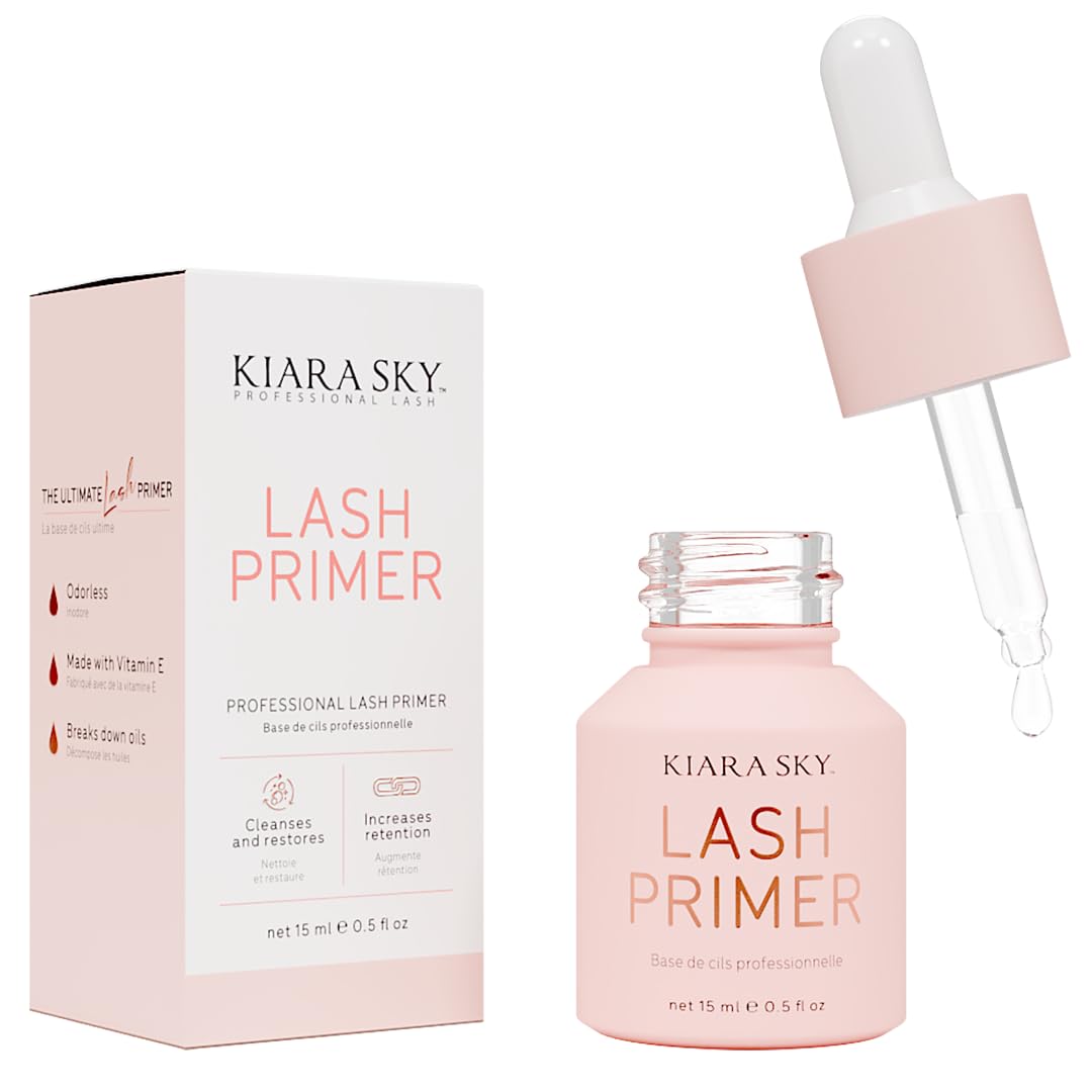 Kiara Sky Primer de Pestañas, botella con gotero, prepara pestañas para mayor adherencia.