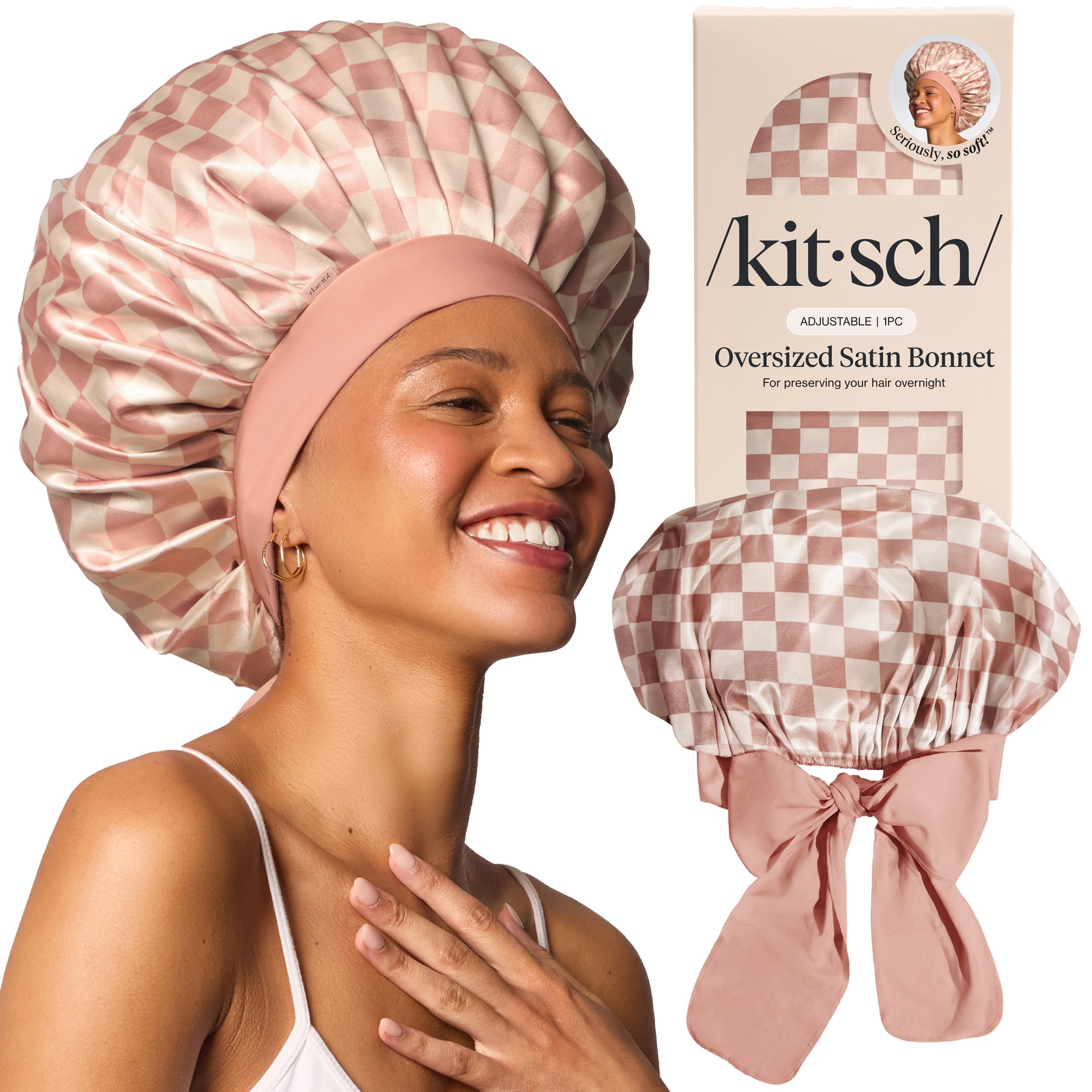 Kitsch XL bonete de satén para dormir con ajuste cómodo.