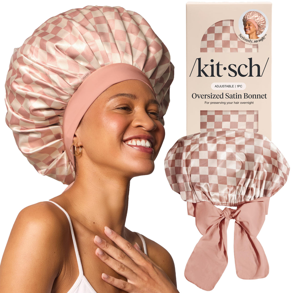 Kitsch XL bonete de satén para dormir con ajuste cómodo.