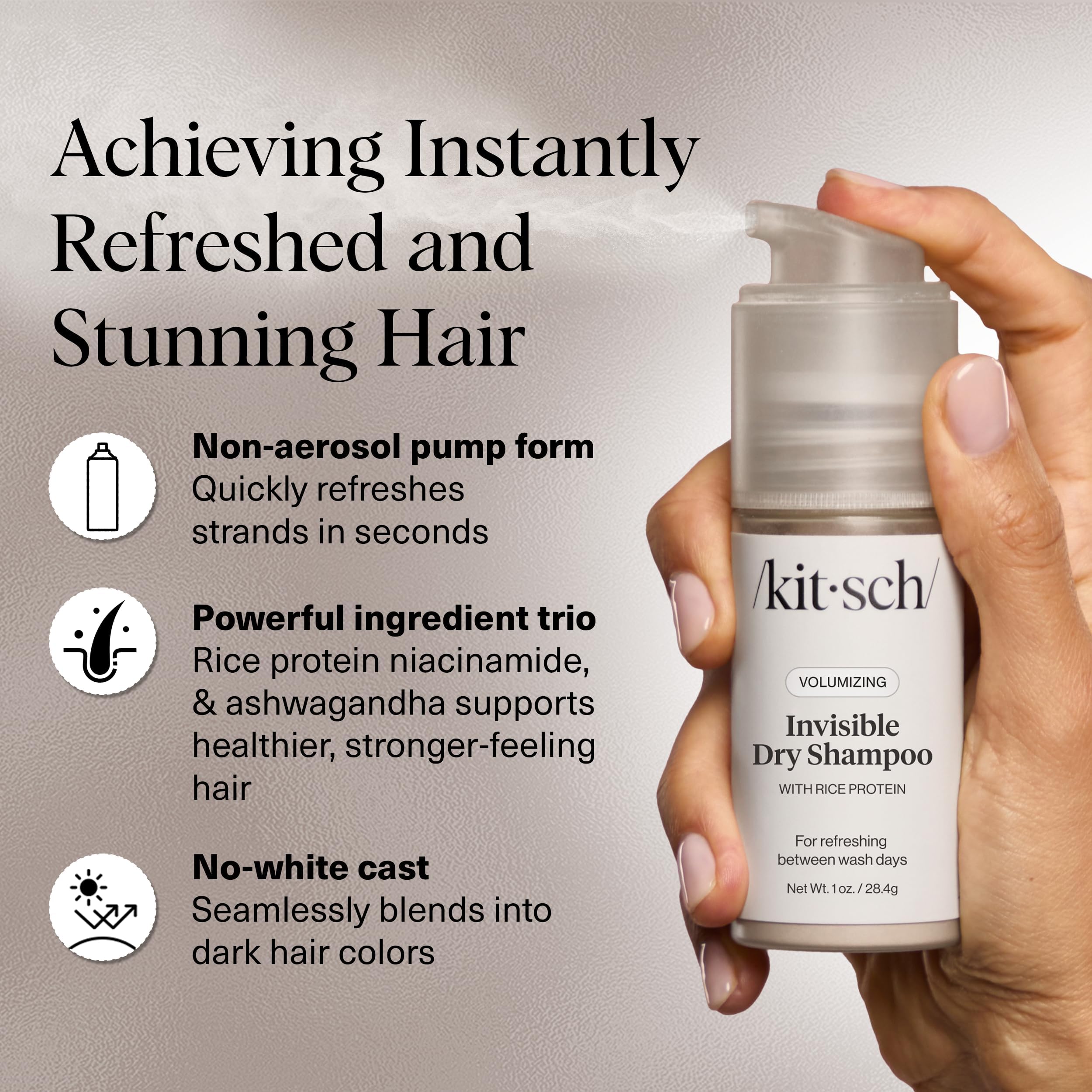 Kitsch Polvo Seco Tamaño Viaje para Refrescar Rápidamente