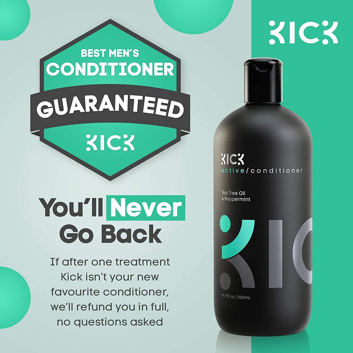 Aplicación diaria de Kick Tea Tree Peppermint deja cabello manejable.
