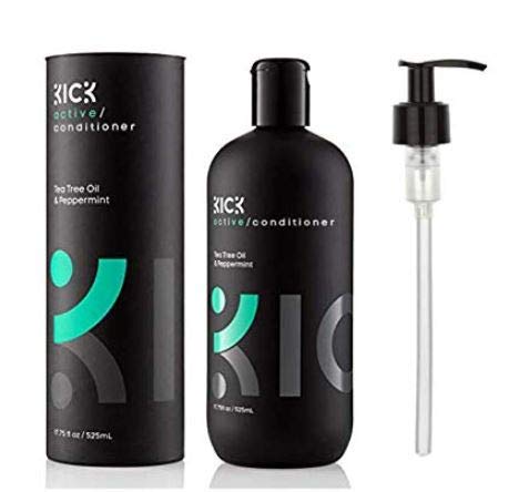 Kick Tea Tree Peppermint Condicionador, botella visible, aroma revitalizante para empezar el día con energía.