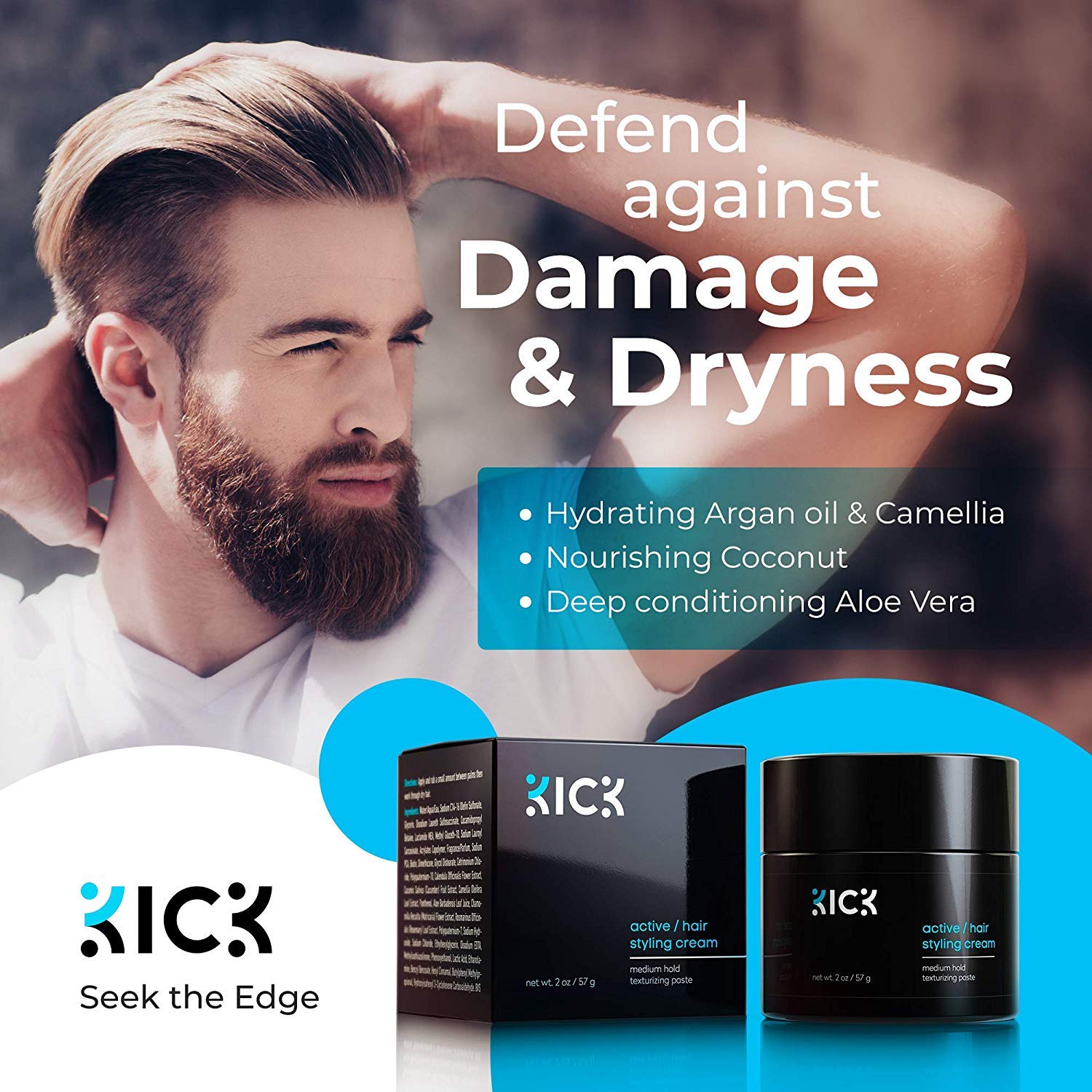 Kick crema sin grasa y sin escamas para uso diario.