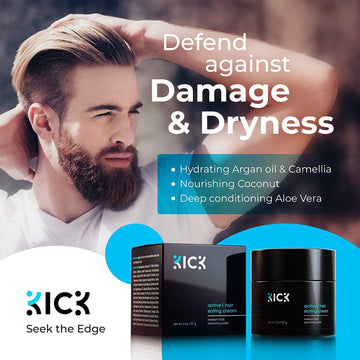 Kick crema sin grasa y sin escamas para uso diario.