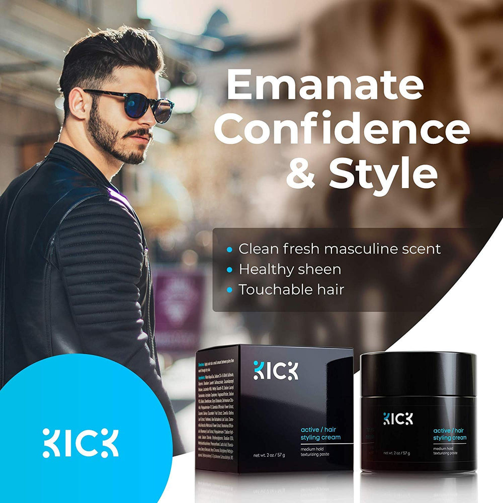 Kick crema para cabello durante entrenamientos mantiene el peinado estable.