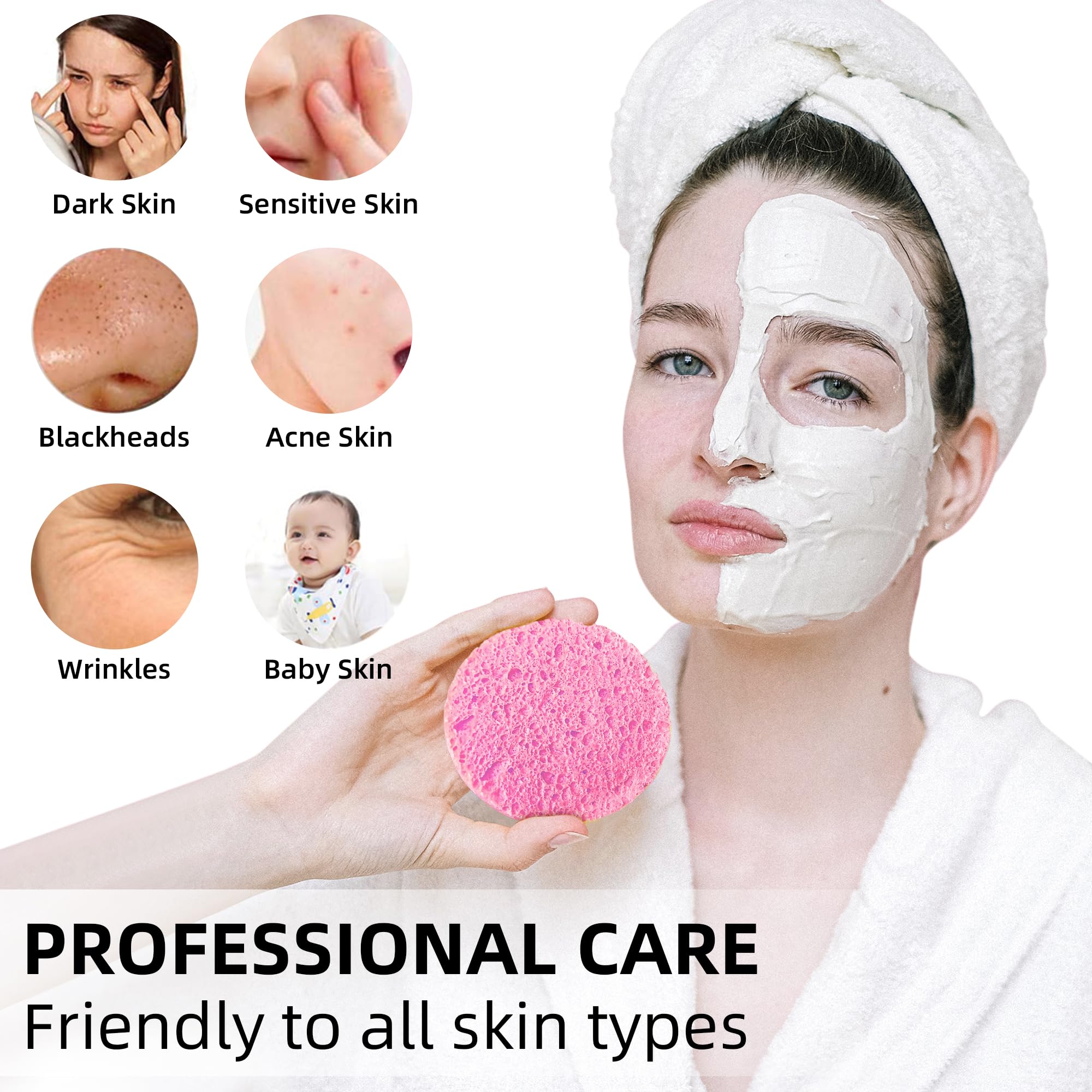 Kickleen esponjas faciales de celulosa expanden al agua para limpieza suave y profunda.