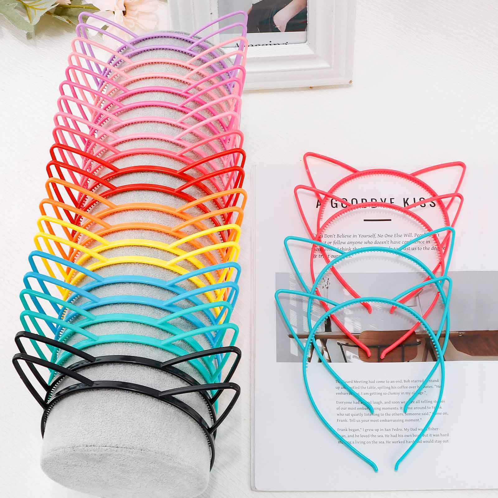 KICOSY bandas cabello orejas-gato, ajuste suave para todo tipo de cabeza.