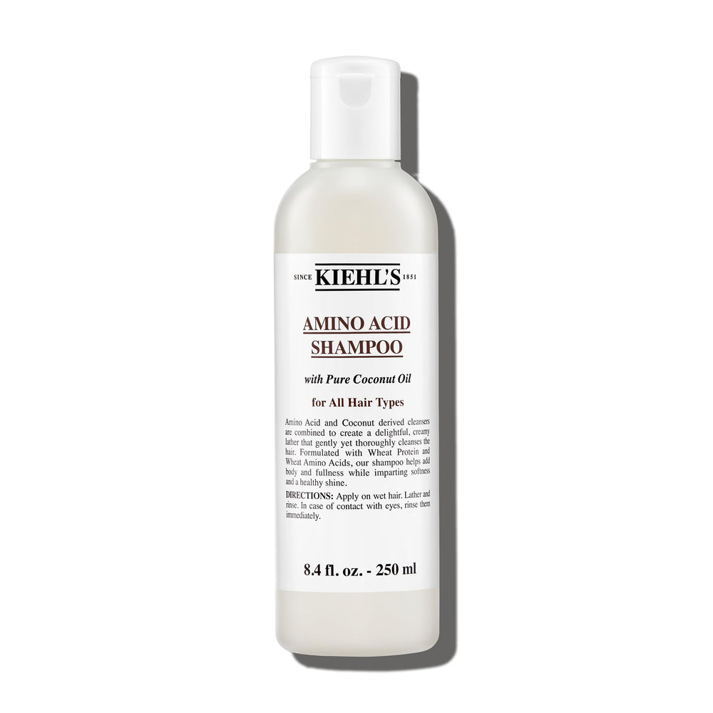 Botella de Kiehl's Amino Acid Shampoo limpia suave y revitaliza el cabello